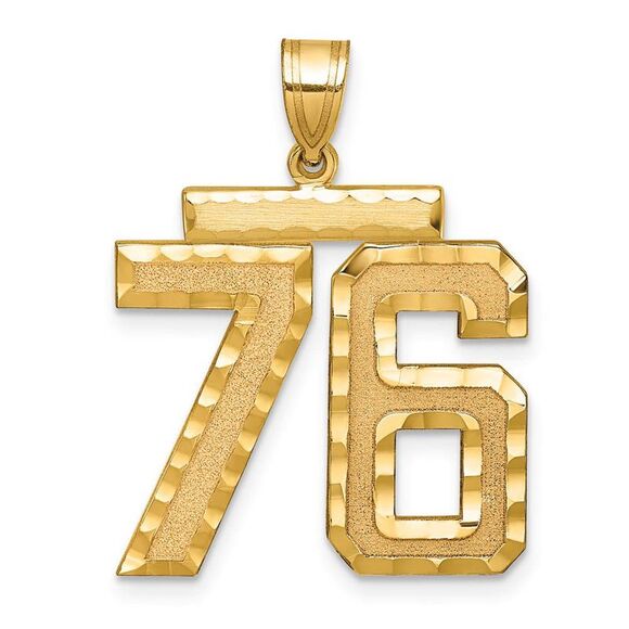 14k Yellow Gold Varsity Collection Large D/C Pendant Number 76